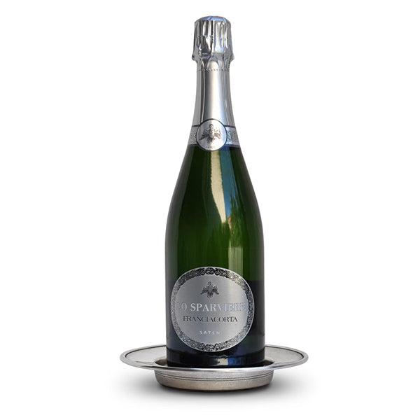 Cosi Tabellini Italian Pewter Wood Convivio Wine Bottle Coaster 17cm