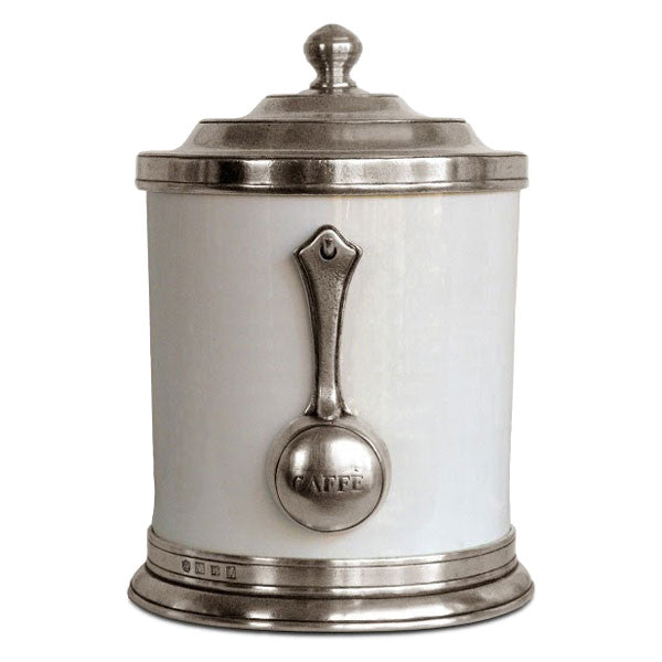 Cosi Tabellini Convivio Coffee Canister 1.4L Handcrafted in Italy Pewter Ceramic