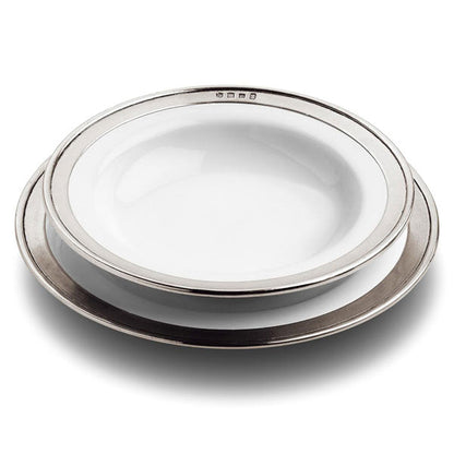 Cosi Tabellini Italian Pewter Ceramic Convivio Soup or Pasta Bowl 24cm Diameter set of 2