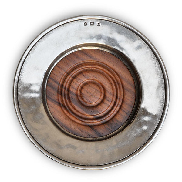 Cosi Tabellini Italian Pewter Wood Convivio Wine Bottle Coaster 17cm