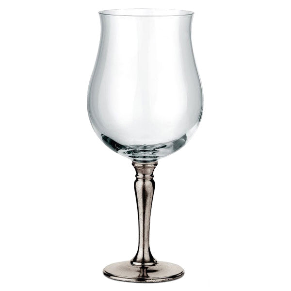 Cosi Tabellini Barolo Pinot Nero Wine Glass Set of 2 73cl Pewter Crystal Handcrafted in Italy