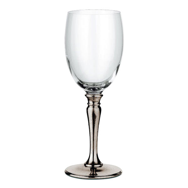 Cosi Tabellini Barolo Wine Glass Set of 2 30cl Pewter Crystal Handcrafted in Italy