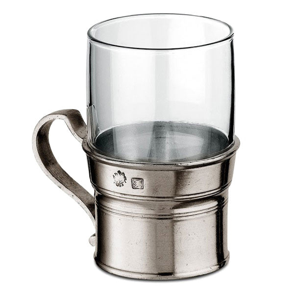 Cosi Tabellini Irlanda Pewter and Crystal Glass Coffee Mug 22.5cl Hand ...