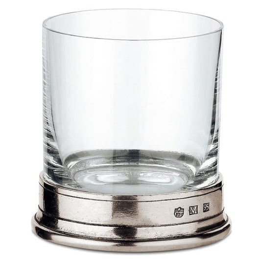 Cosi Tabellini Italian Pewter Sirmione Crystal Whisky Tumblers Set of 2