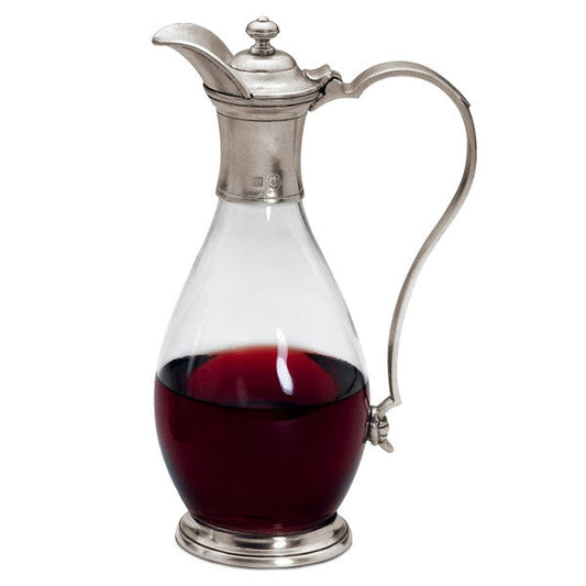 Cosi Tabellini Velletri Decanter with handle 1L Handcrafted in Italy Pewter Glass